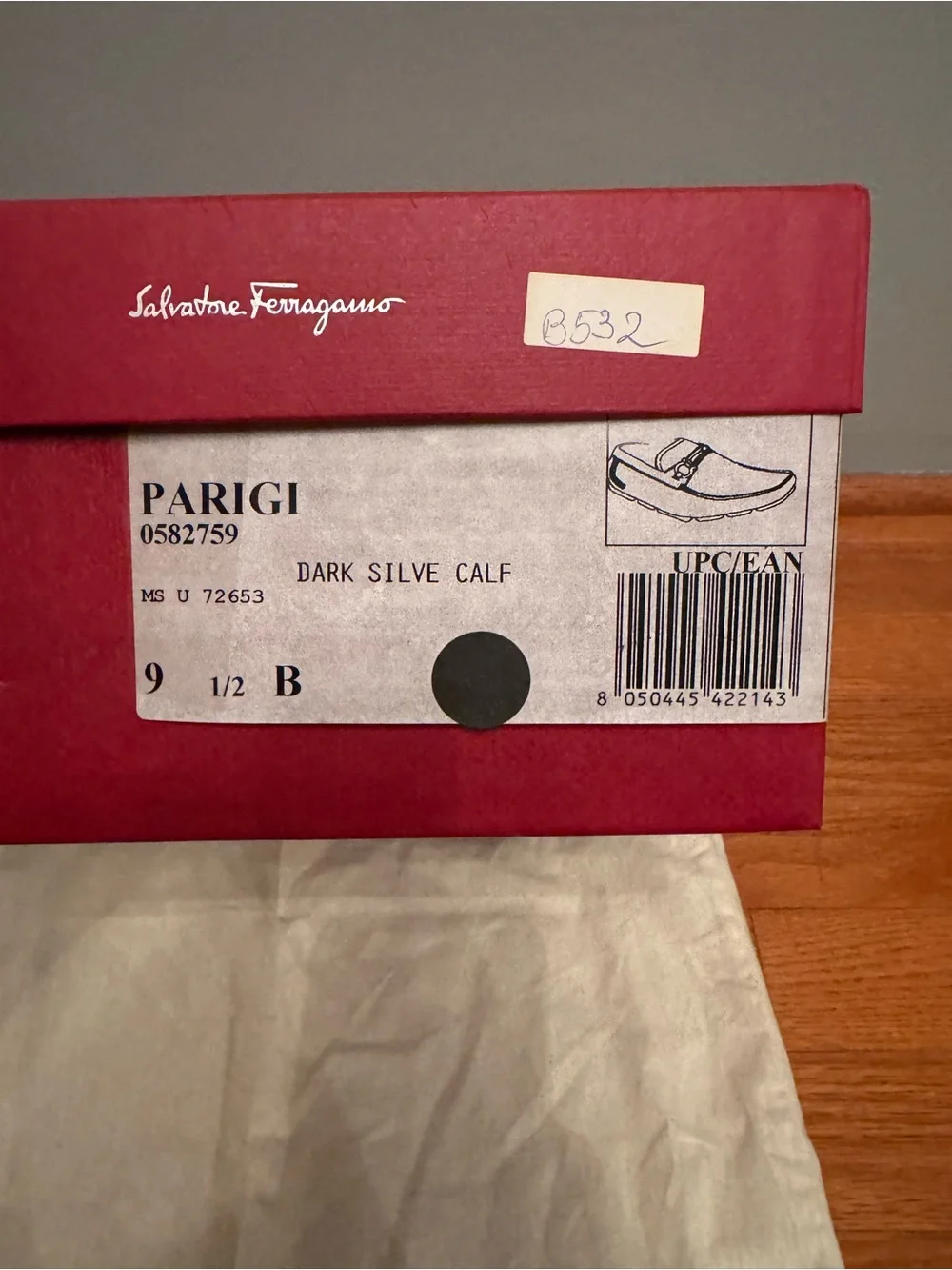 Salvatore Ferragamo Charcoal Gray Leather Men’s Loafers Size 9.5